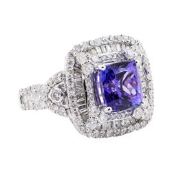 4.25 ctw Tanzanite and Diamond Ring - 14KT White Gold