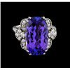 Image 2 : 10.50 ctw Tanzanite and Diamond Ring - 14KT White Gold