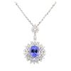 Image 2 : 5.07 ctw Tanzanite and Diamond Pendant With Chain - 14KT White Gold