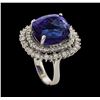 Image 4 : 18.03 ctw Tanzanite and Diamond Ring - 14KT White Gold