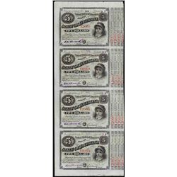 Uncut Sheet of (4) State of Louisiana Baby Bond Obsolete Notes