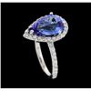 Image 4 : 4.07 ctw Tanzanite and Diamond Ring - 14KT White Gold