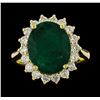 Image 2 : 6.98 ctw Emerald and Diamond Ring - 14KT Yellow Gold