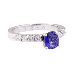 1.11 ctw Blue Sapphire and Diamond Ring - 14KT White Gold