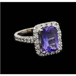 4.03 ctw Tanzanite and Diamond Ring - 14KT White Gold