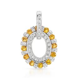 14k White Gold 2.32CTW Yellow Sapphire and Diamond Pendant, (SI2-SI3/Yellow/H-I)