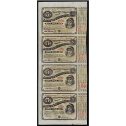 Uncut Sheet of (4) State of Louisiana Baby Bond Obsolete Notes