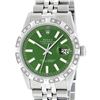 Image 1 : Rolex Mens Stainless Steel 36MM Green Index Pyramid Diamond Datejust Wristwatch