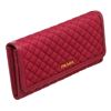 Image 3 : Prada Pink Quilted Fabric Leather Flap Wallet