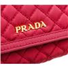 Image 7 : Prada Pink Quilted Fabric Leather Flap Wallet