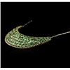 Image 3 : 12.27 ctw Tsavorite Garnet and Diamond Chest Plate Necklace - 14KT Yellow And Wh