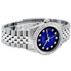 Image 4 : Rolex Mens Stainless Steel Blue Vignette Princess Cut Diamond Datejust Wristwatc