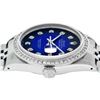 Image 5 : Rolex Mens Stainless Steel Blue Vignette Princess Cut Diamond Datejust Wristwatc