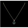 Image 1 : 4.02 ctw Emerald and Diamond Pendant With Chain - 14KT Yellow Gold