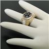 Image 3 : Men's 14k Two Tone Gold 2.50 ctw Round Sapphire Cluster Ribbed BOLD Ring