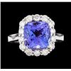 Image 2 : 4.96 ctw Tanzanite and Diamond Ring - 14KT White Gold