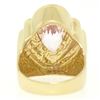 Image 5 : 14k Yellow Gold Bezel Pear Morganite & Diamond Channels 8.05 ctw Large Ring