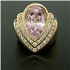 Image 6 : 14k Yellow Gold Bezel Pear Morganite & Diamond Channels 8.05 ctw Large Ring