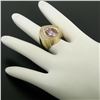 Image 7 : 14k Yellow Gold Bezel Pear Morganite & Diamond Channels 8.05 ctw Large Ring