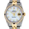 Image 2 : Rolex Mens 2 Tone 14K Lugs MOP Diamond & Sapphire 36MM Datejust