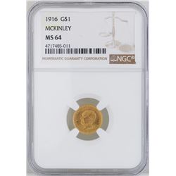 1916 $1 McKinley Gold Coin NGC MS64