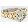 Image 3 : Rolex Ladies 18K Yellow Gold MOP Emerald President Wristwatch With Rolex Box & A