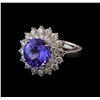 Image 1 : 4.85 ctw Tanzanite and Diamond Ring - 14KT White Gold