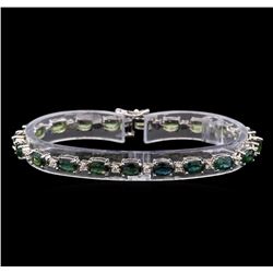 14KT White Gold 11.20 ctw Green Sapphire and Diamond Bracelet