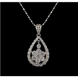 14KT White Gold 1.11 ctw Diamond Pendant With Chain