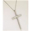 Image 2 : 14k White Gold 1.08 ctw Prong Set Round Diamond Cross Pendant Necklace