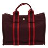 Image 3 : Hermes Burgundy Canvas Sac Fourre PM Tote Bag