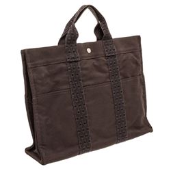 Hermes Gray Canvas Fourre Tout MM Tote Bag