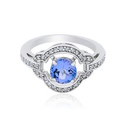 14KT White Gold 1.29 ctw Tanzanite and Diamond Ring