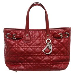 Christian Dior Burgundy Leather Cannage Quilted Tote Bag