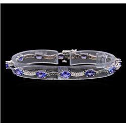 14KT White Gold 5.15 ctw Tanzanite and Diamond Bracelet