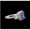 Image 1 : 3.35 ctw Tanzanite and Diamond Ring - 18KT White Gold