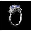 Image 3 : 3.35 ctw Tanzanite and Diamond Ring - 18KT White Gold
