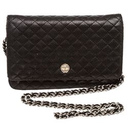 Chanel Black Quilted Leather Wallet On Chain WOC Bag