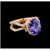 Image 1 : 14KT Rose Gold 4.34 ctw Tanzanite and Diamond Ring