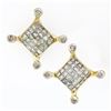 Image 1 : Large 14K Yellow Gold 1.32 ctw Princess Round Diamond Cluster Screw Back Earring