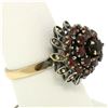 Image 3 : 14k Yellow Gold 2.52 ctw Old Round Cut Garnet Tiered Sunburst Cluster Ring