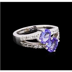 1.70 ctw Tanzanite and Diamond Ring - 14KT White Gold