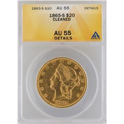 1865-S $20 Liberty Head Double Eagle Gold Coin ANACS MS55