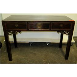 Lacquered Qing Dynasty Circa 1880 Juwood 3-Drawer Desk, 46"x 20.5"x31" (Includes Certificate)