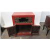 Image 10 : Qty 2 Red Lacquered 2-Door Wooden Oriental Cabinets (End Tables)
