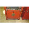 Image 22 : Qty 2 Red Lacquered 2-Door Wooden Oriental Cabinets (End Tables)