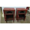 Image 25 : Qty 2 Red Lacquered 2-Door Wooden Oriental Cabinets (End Tables)