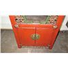Image 3 : Qty 2 Red Lacquered 2-Door Wooden Oriental Cabinets (End Tables)