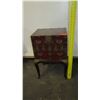Image 12 : Footed Vintage Asian Cabinet w/ Fold-Down Door, Drawer & Brass Accents 16"W, 25" H