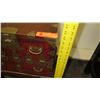 Image 13 : Footed Vintage Asian Cabinet w/ Fold-Down Door, Drawer & Brass Accents 16"W, 25" H